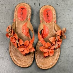 b.o.c. Orange and Tan Floral Sandals